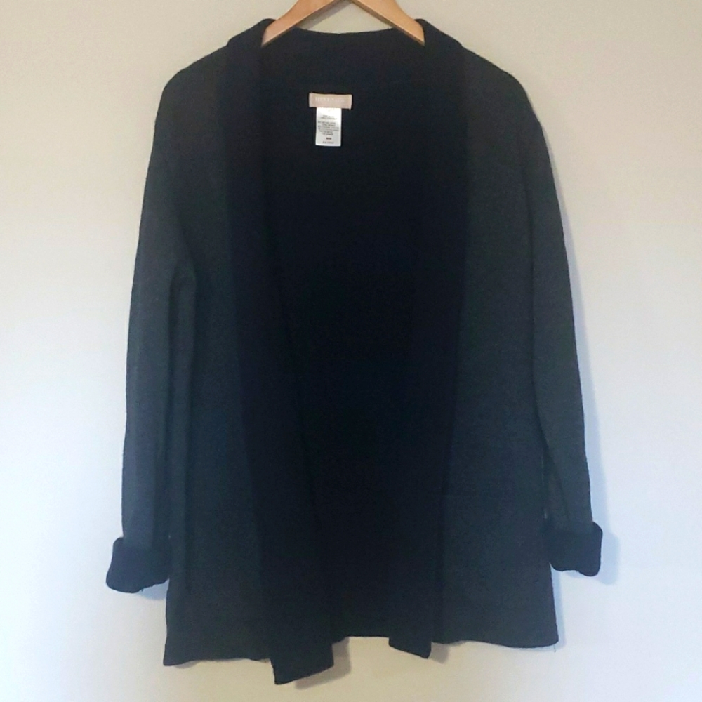 Hello & Co Made in Italy Merino Wool women's open sweater with front pockets
